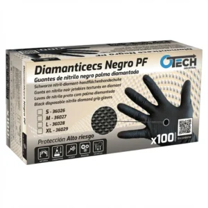 Diamanticecs Negro PF  - Guantes de nitrilo textura diamantada